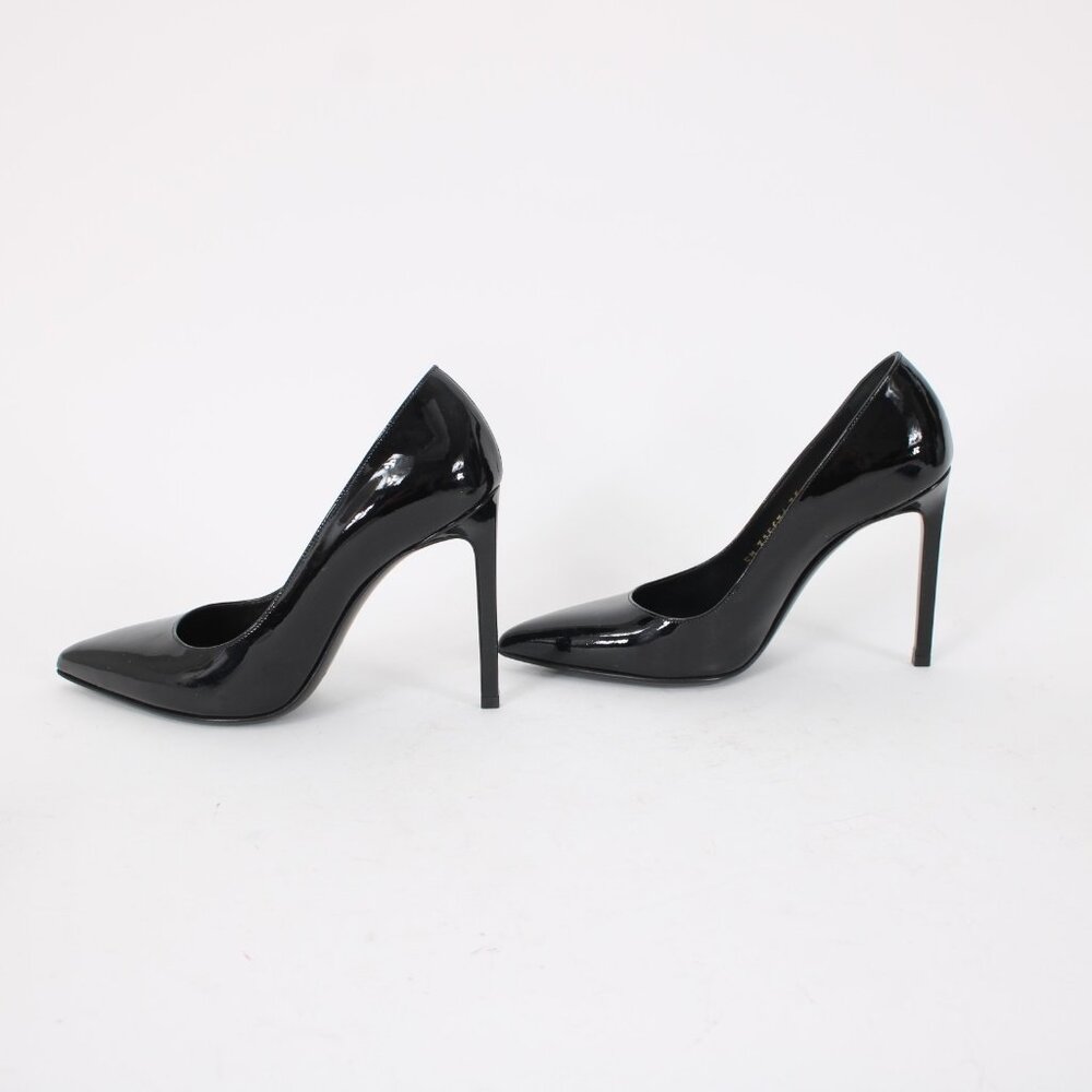 Saint Laurent ZOE Sz 35 Black Patent Leather 315534 4" Slim Square High Heels - Picture 7 of 14